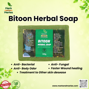 Bitoon Herbal Soap by Mark and Marias 100g | Anti-Bacterial Anti-Body Odor Anti-Fungal Anti-Ringworm | Treatment for Skin Diseases Faster Wound Healing Natural Herbal Body Soap for Daily Use | Gentle Skin Care for Men Women Family | Fresh Clean Feel!