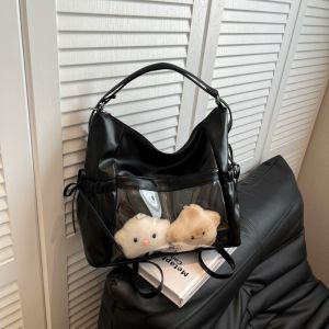 HORAC แบบเกาหลี กระเป๋าสะพายไหล่โบว์ ดีไซน์ใหม่ ความจุขนาดใหญ่ กระเป๋าเดินทางแบบสบาย แฟชั่น หนัง กระเป๋าสะพายข้าง นักเรียน