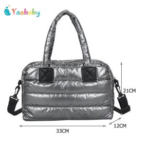 Women Casual Handbag Soft Quilted Lattice Handbag Female Nylon Shopping Bag Fashion Winter Puffer Bag High Top Sling Bag
