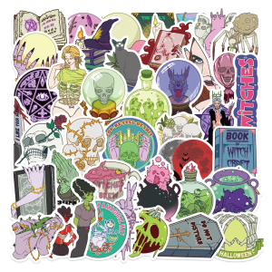 Pack Of 50 Witch Doodles Stickers No Residues Peels Off Design For Electronics Notebook School Supplies Safe PVC Material