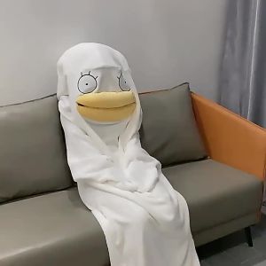 FE Flannel Pajamas Childrens White Little Duck Funny Nightgown Sand Carving Teenagers Dormitory  Sleeping Bag Internet Celebrity 3.12