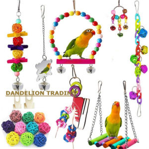 [DANDELION]Combination Parrot Bird Toys Accessories Articles Parrot BiteBird Toy For Parrot Training Bird Toy Swing Ball Bell Standing