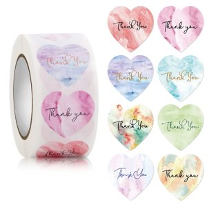 500Counts Thank You Labels 1Inch Heart Seal Sticker Thank You Sticker for Seal Envelope Packaging Wedding Valentines
