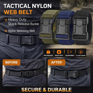 战术快拆尼龙弹力腰带 Tactical Nylon Belt Military Grade Elastic Webbing Non Slip Weight Bearing Belt Nylon Elastic Belt Quick Release Sports Belt