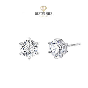 Moissanite Earring ต่างหู ต่างหูเงิน เพชรโมอีส หกกรงเล็บ เครื่องประดับยอดฮิต ต่างหูเพชร EH019+
