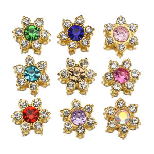 50pcs Alloy Flower Claw Cup Rhinestones Button Flower Flat Decorate Bottom DIY Handmade Accessories