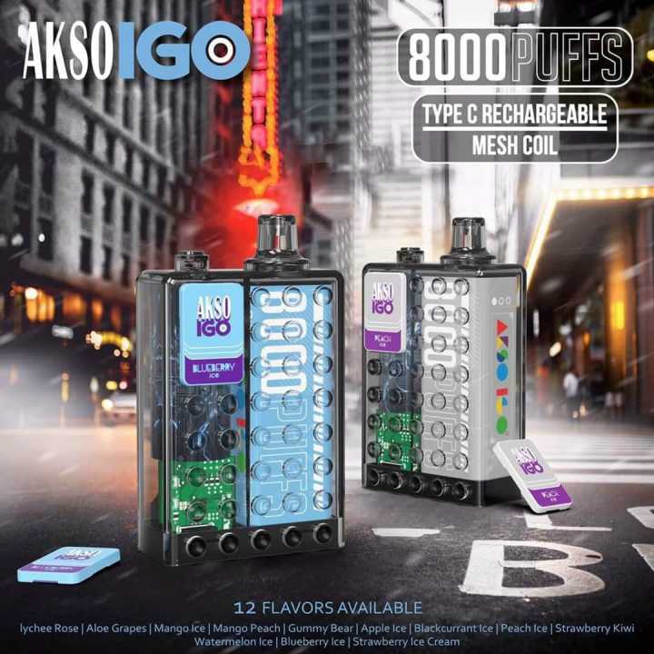 ORIGINAL Hcigar Akso IGO Disposable up to 8000 Puff or Hcigar Akso ...