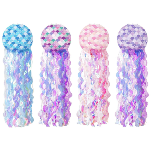 Underwater Dream Jellyfish Charm Decorations Colorful Hanging Ornament Handmade Paper Lanterns for Kids and Adults