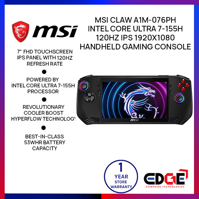 EDGE | MSI Claw A1M-076PH Intel Core Ultra 7-155H 120Hz IPS 1920X1080 ...