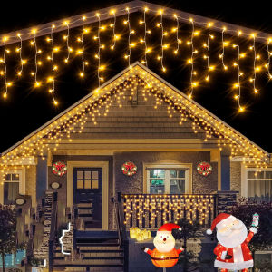 Solar Christmas icicle lights LED curtain light for outdoor waterproof USB Plug Chrismas light string light meteor shower waterfall fairy light birthday newyear wedding home party decor garden eaves music dinningroom warm festival holiday romantic