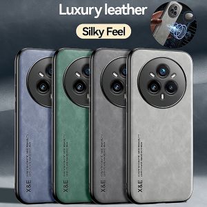 Luxury Leather Shockproof Phone Case For Realme 14 Pro 5G Car Magnetic Holder Cover for Realme 14 Pro+ Realmi 14Pro Plus Fundas