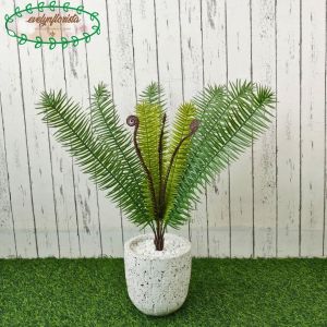 Tanaman Artificial Pohon Hias Daun Pakis Hutan X12 Pot Terracotta Motif Hujan Pajangan Meja Cafe Aesthetic