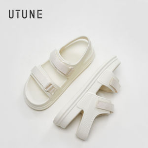 UTUNE Womens Sandals Nylon Strip Beach Style Sandal Casual Soft Sole Non-Slip Flat Beach Shoes Womens Shoes Adjustable Sandal