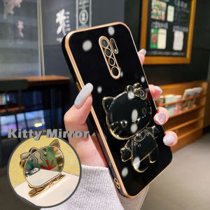 Casing Ponsel untuk Xiaomi Redmi 9 9A 9AT 9i 10A 10C 9T 9 Power 9 Prime POCO M2 Case silikon casing pelapis Hello Kitty HP kartun ungu penutup pelindung softcase garis lebar pembungkus penuh kesing Phone Stands