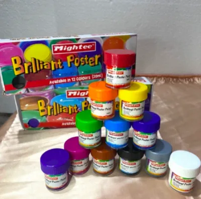 12pcs Mightee Brilliant Poster Color Paint 20ml 12s Sold per Color School Office Supplies