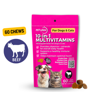 Pet Logic 10-in-1 Multivitamins Dog & Cat Treats Supplement Snack 120g : Dog Probiotics Dog Multivitamins Dog Supplements Appetite Booster for Dogs Puppy Food Adult Dog Food for Pro Immune System .