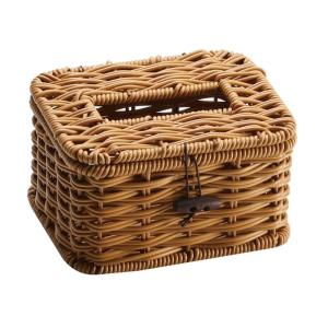 Easy Install Plastic Tissue Box Imitation Rattan Woven Rectangular Living Room Paper Towel Holder Napkin Dispenser