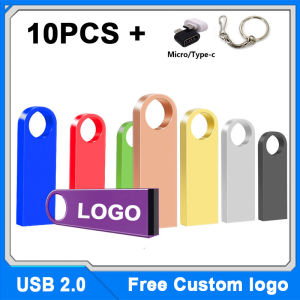 10PCS Free Custom Logo Metal Pen Drive Flash Disk For Publicity Gift TypeC and Chain USB Stick 512MB 4GB 8GB 32GB 64GB 128GB2026