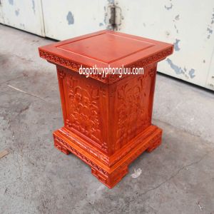 Kỷ chiện vuông đôn chân loa vuông gỗ hương cao 40cm