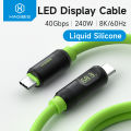 Hagibis สายที่ชาร์จความเร็วสูง USB C พร้อมจอแสดงผล LED PD 240W 40Gbps 8K/60Hz สายวิดีโอเครื่องส่งผ่านวิดิโอความคมชัดสูงใช้ได้กับ Thunderbolt 4/3. 