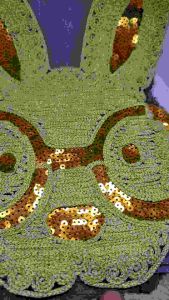 RENDA APLIKASI DADA BAJU MOTIF KELINCI WARNA GOLD