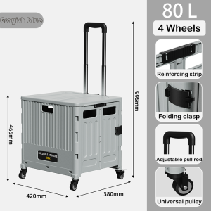 Hisoa Large Foldable Shopping Cart Trolley Climber Foldable Market Trolley Hand Pull Trailer