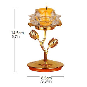 Crystal Lotus Candlestick Foreman Lamp Holder For Household Worship Of Buddha Candle Holder