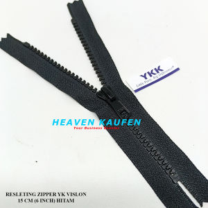 Resleting Zipper Ritsleting YKK Vislon Hitam 15 cm Atau 6 inch Untuk Resleting Saku Dll Harga Per Biji