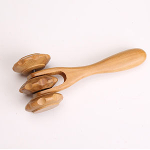 Hengfa Lina High quality wood three rounds of the wheel back leg massage stick wood TuiBei push abdomen body massager