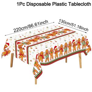 130*220cm Blue Plastic Table Cloth Cartoon Santa Claus Snowflake Table Cover Disposable Kitchen Dining Table Decor 2026 Christmas Decorations for Home