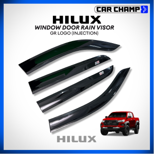 Toyota Hilux / Revo / Conquest 2016 to 2026 GR LOGO Window Door Rain Visor Black Carbon Thailand Quality Car Accessories
