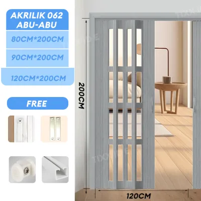 MH Folding Door Acrylic Pintu Lipat Akrilik Geser untuk Ruangan Kamar Tidur Kamar Mandi Dapur Kantor