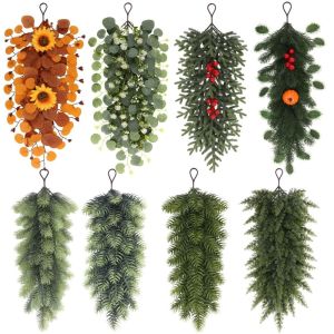 JING Decorative Artificial Pine Cedar Swag Handmade Hanging Christmas Wreath Real Touch Simulated Green Plants Home Decor