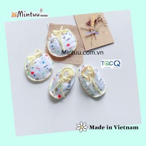 FREESHIP MAX -  Bộ bao tay chân sơ sinh cho bé  cột dây in bông chất liệu vải 100% cotton thương hiệu MINTUU - Thời trang và đồ dùng cho trẻ em - Hana’s kids