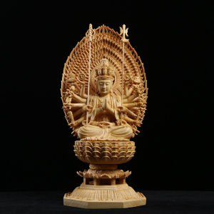 1000 Hand Guan Yin Statue - Intricate Wood Carving Exquisite Buddha Statue for Feng Shui Perfect Home Decor and Temple Worship Symbolizing Compassion Protection and Spiritual Enlightenment Ideal for Creating a Peaceful and Sacred Atmosphere