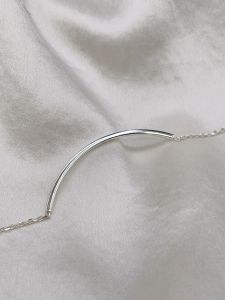 สร้อยข้อมือโซ่ บาร์โค้ง ทำจากเงิน 925 ชุบทองแท้ 18 กะรัต