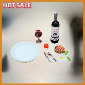 🔥🔥🔥dingdaocunz 1 Set Miniature Kitchen Doll House Simulation Model 1:12 Scale Dollhouse Mini Wine Steak Kit Home Decoracion Accessories