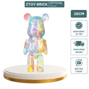 Gấu BEARBRICK mẫu loang đa sắc 28cm Mẫu Mới (2025) Mô hình gấu decor trưng bày làm quà tặng