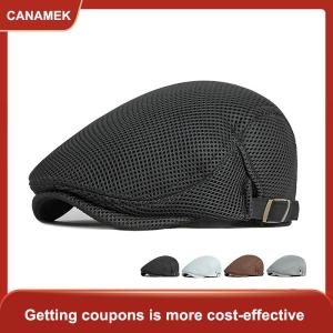 【CANAMEK】 1PC nam giản dị hat Mũ nồi mũ cho mùa xuân mùa hè mùa thu nắp phẳng lưới thoáng khí cap phẳng đỉnh Mũ beret Mũ Golf hat