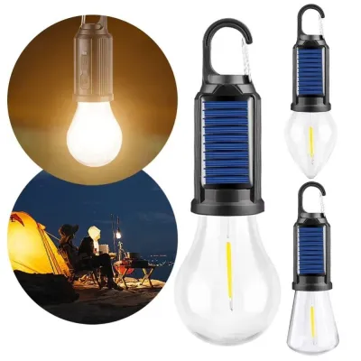 Bóng LED năng lượng mặt trời ngoài trời Có móc treo sạc USB đèn lều đèn cắm trại câu cá..