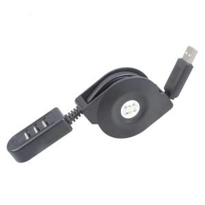 USB2.0 Expander Cable 3 Port Charging And Data Transfer Hubs Retractable Design For PC And Mobile Devices