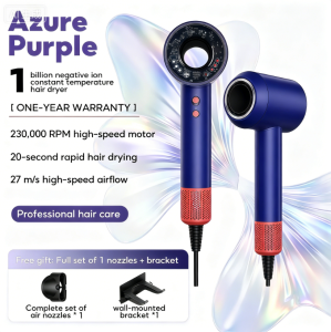 110000RPM High Speed Hair Dryer | Negative Ions Fast Drying Blow Dryer | 450g Lightweight | 3 Speed 3 Heat Settings | Magnetic Nozzle | Anti Frizz Low Noise Hair Dryer for Home Travel