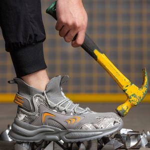 Safety Boots COD Import Safety Shoes Ujung Besi Kerja Proyek Olahraga Sepatu Safety Boots Pria Kantor Konstruksi Nyaman Ringan Keren 387