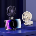 Mini Fan - Portable Handy Fan Usb Rechargeable Digital Display Multi-gear Speed Adjustment With Lanyard. 