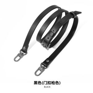 Ma Huangshi A-61 Applicable L Black plain leather briefcase with cowhide strap adjustable shoulder strap for crossbody or shoulder use
