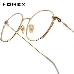 FONEX แว่นตากันแดดทรงกลมวินเทจย้อนยุคผู้หญิงดีไซน์แบรนด์สุดหรูกรอบแว่นตาไททาเนียมผู้ชายเบาพิเศษญี่ปุ่นคุณภาพสูงกำหนดเอง85719แว่นสายตา