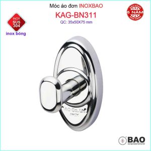 Móc đơn Inox Bảo KAG-BN311 móc treo đồ nhà tắm SUS304 đế oval thiết kế đẹp sang trọng gọn gàng