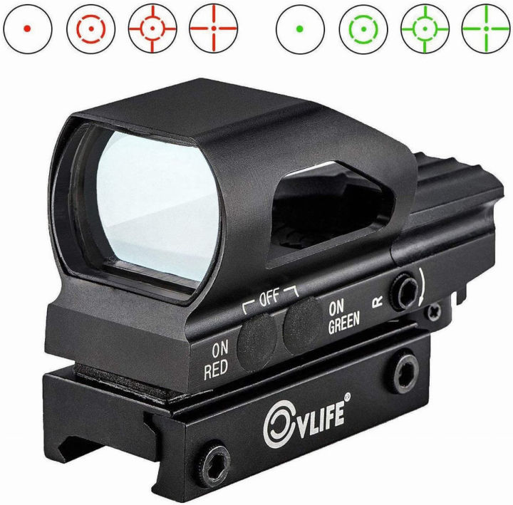 thumbnail image 2 of MidTen Red/Green Dot Sight - 4 Reticles (Dot, Circle, Crosshair) With Quick Detach Mount - 20mm Rail 2 of 4
