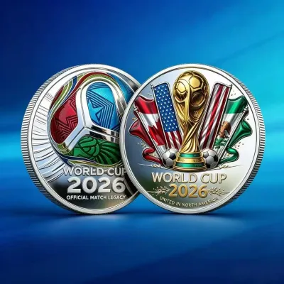 1PCS Football 2026 World Cup Football Commemorative Coin Football Trophy Color Printed Desktop Ornament Collection Free Commemorative Medal足球 2026世界杯足球纪念币足球奖杯彩印桌面摆件收藏赠送纪念章【正反两面】