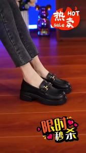 WomenS Leather Shoes 2025 New Spring WomenS Shoes Thick-Soled Spring And Autumn Slip-On Loafers